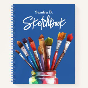 Cuaderno Pincel de artista personalizado - Sketchbook azul