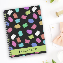 Cuaderno Pincel de pintura, pinceladas de pincel coloridas,