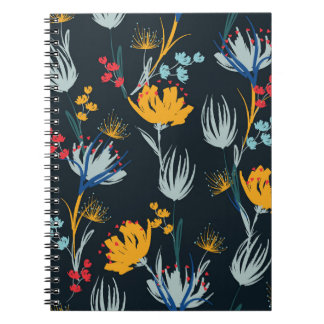 Cuaderno Pincel floral de contraste: negro sin foco