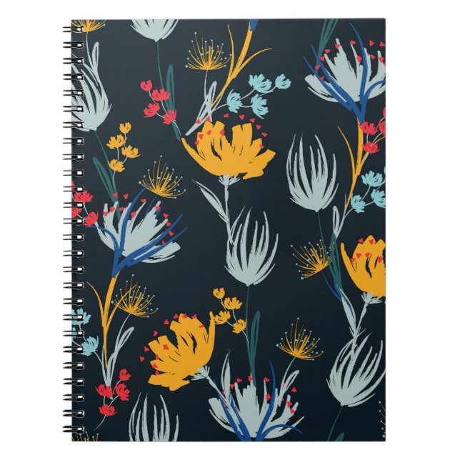 Cuaderno Pincel floral de contraste: negro sin foco (Frente)