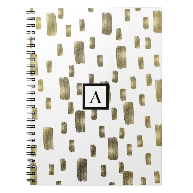 Cuaderno Pincel Moderno Dorado Cobre Bronce Destello (Frente)