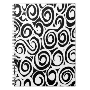 Cuaderno Pincel patrón de grunge. Vintage blanco y negro. a
