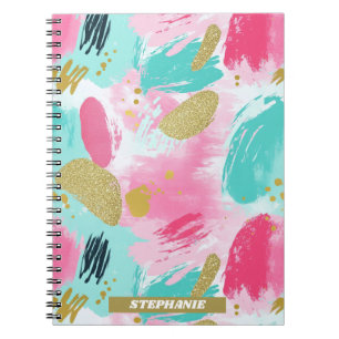 Cuaderno Pinceles abstractos coloridos - Tinta y rosa (1)