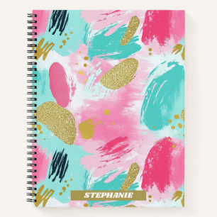 Cuaderno Pinceles abstractos coloridos - Tinta y rosa (1)