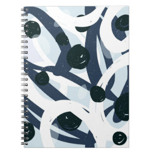 Cuaderno Pinceles abstractos de color azul y marino que pin