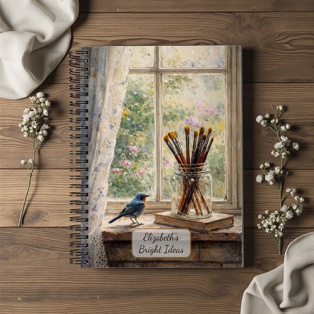 Cuaderno Pinceles de artista escena de ventana (Subido por el creador)