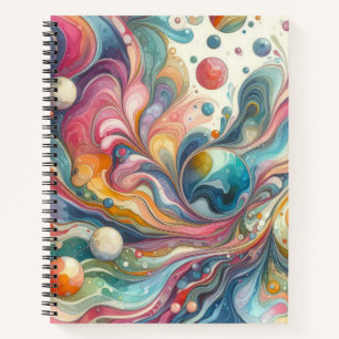 CUADERNO PINCHAS DE ABSTRACTO AZUL AMARILLO ROJO