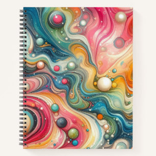 CUADERNO PINCHAS DE ABSTRACTO AZUL AMARILLO ROJO
