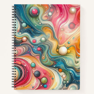 CUADERNO PINCHAS DE ABSTRACTO AZUL AMARILLO ROJO