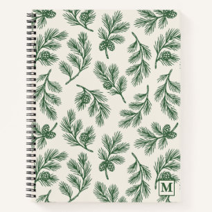 Cuaderno Pine Needle Lane-Cubierta de piña y acento de mono