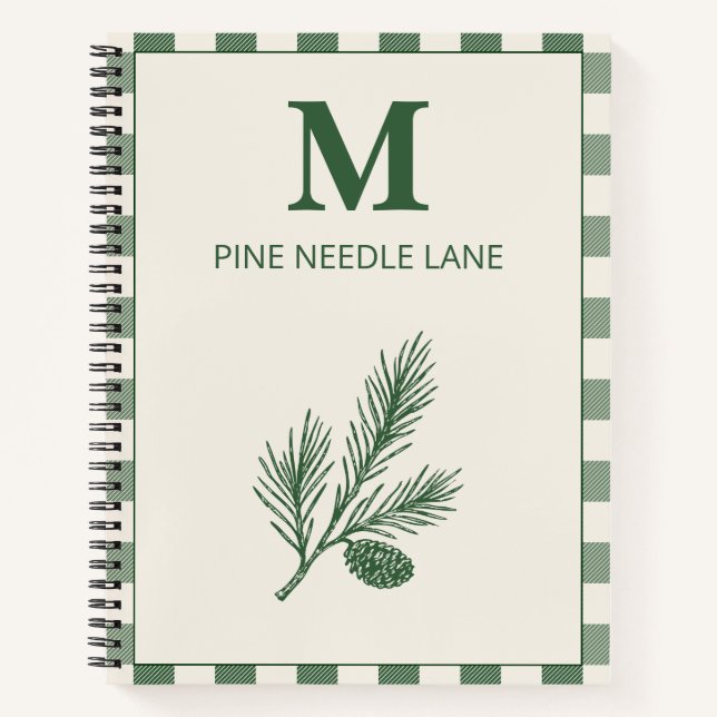 Cuaderno Pine Needle Lane - Rustic Gingham & Botanical (Anverso)