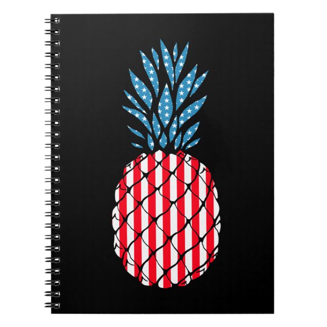Cuaderno Pineapple Fruta Patriótica Bandera Americana 4 de  (Frente)