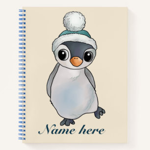 Cuaderno Pinguin mit Mütze, personalisiert Notizblock