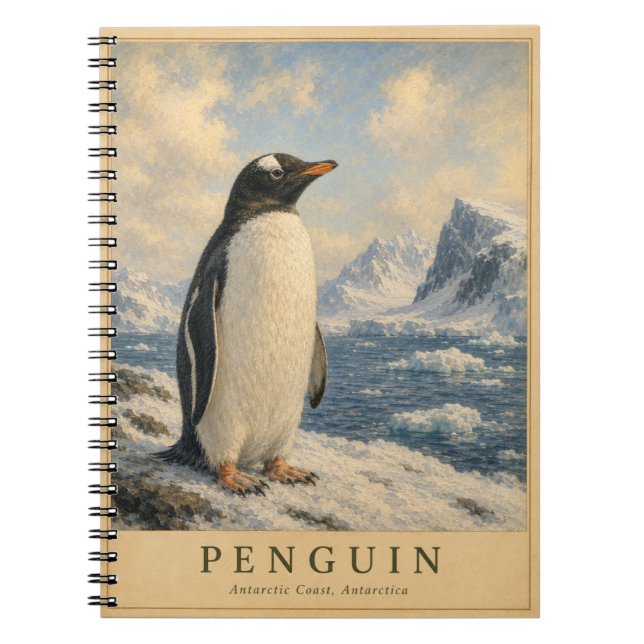 Cuaderno Pingüino Costa Antártica VINTAGE (Frente)
