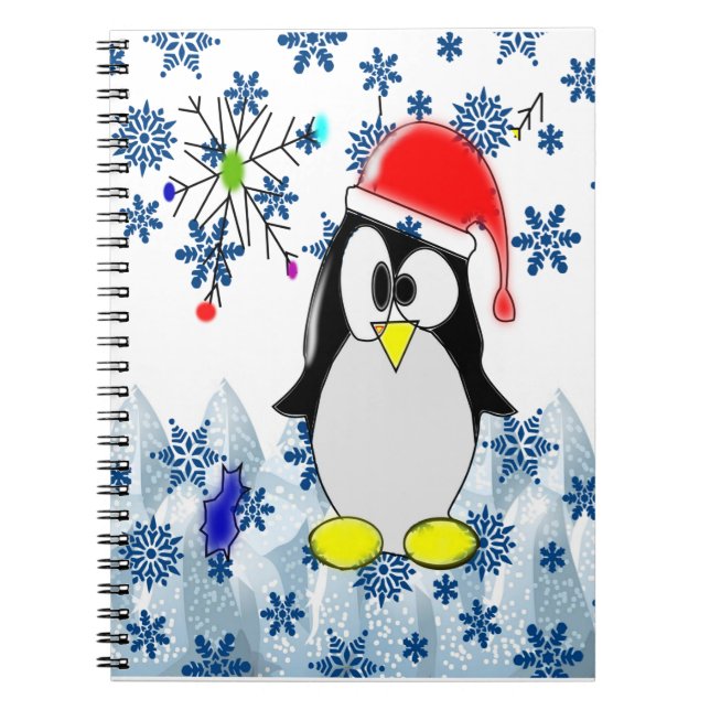 Cuaderno Pingüino de bloc de notas en espiral de navidades (Frente)