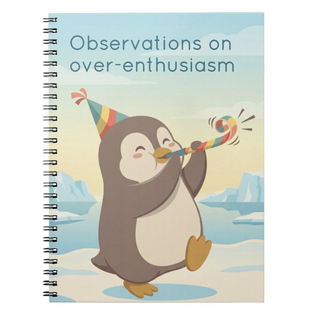 Cuaderno Pingüino de fiesta adorable | Humor seco personali (Frente)