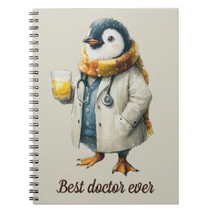 Cuaderno Pingüino de invierno personalizado "Mejor médico d
