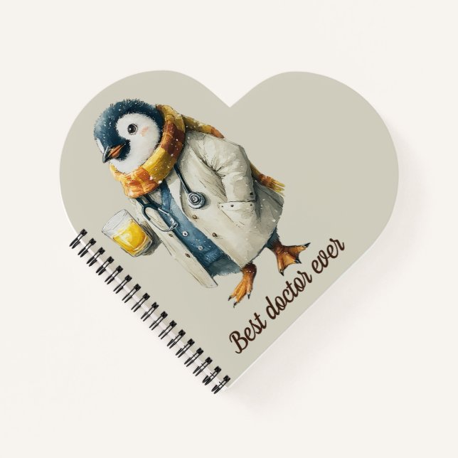 Cuaderno Pingüino de invierno personalizado "Mejor médico d (Anverso)