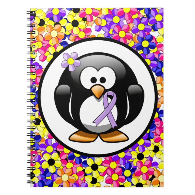 Cuaderno Pingüino de la cinta de seguridad de Lavender (Frente)