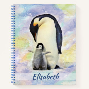 Cuaderno Pingüino emperador con color de agua de pollo beb