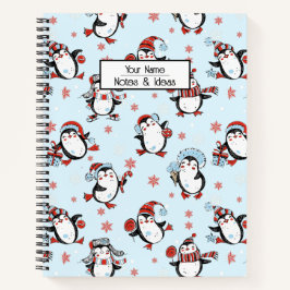 Cuaderno Pingüino Navidades de texto de personalizable