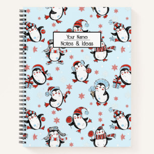 Cuaderno Pingüino Navidades de texto de personalizable