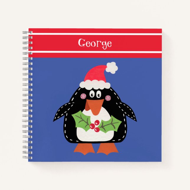 Cuaderno Pingüino Navidades personalizados (Anverso)