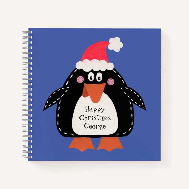 Cuaderno Pingüino Navidades personalizados (Anverso)