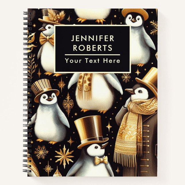Cuaderno Pingüino negro y dorado (Anverso)