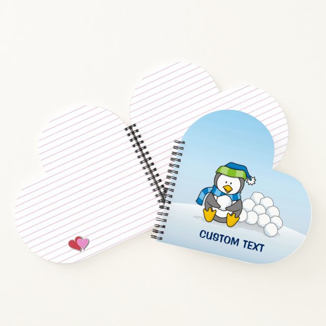 Cuaderno Pingüino pequeño sentado con bolas de nieve (Interior)