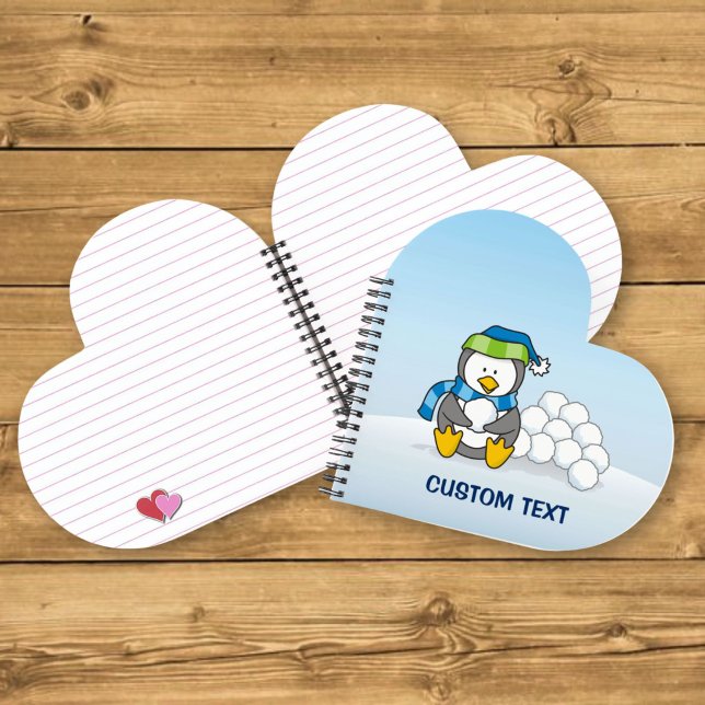 Cuaderno Pinguino pequeño sentado con bolas de nieve (Subido por el creador)