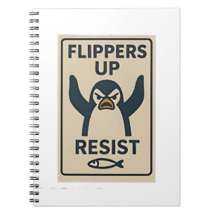 Cuaderno Pingüinos contra aranceles contra la bandera de lo