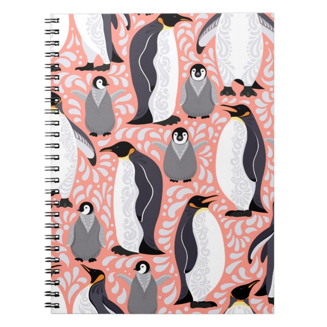 Cuaderno Pingüinos emperadores, costillas, estampado decora (Frente)