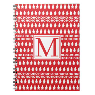 Cuaderno Pingüinos Navidades blancos rojos Monograma HOHOHO