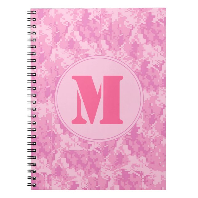 Cuaderno Pink ACU Camouflag Monograma libro de notas inicia (Frente)