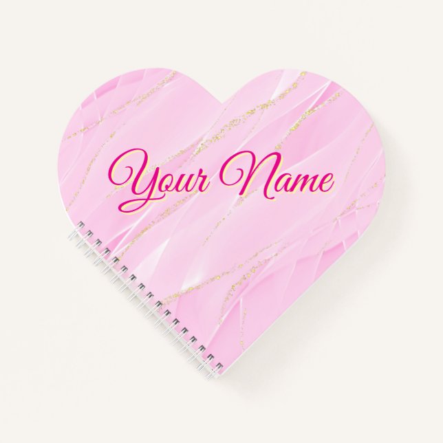Cuaderno Pink and Gold Heart-Shaped (Anverso)