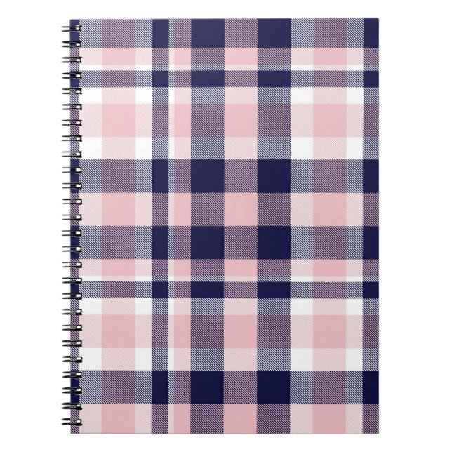 Cuaderno Pink and navy Plaid,  checkered,  tartan seamless  (Frente)