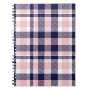 Cuaderno Pink and navy Plaid,  checkered,  tartan seamless 