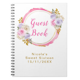 Cuaderno Pink and Purple Elegant Flowers Sweet Sixteen