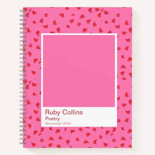Cuaderno Pink and Red Floral Aesthetic Notebook (Anverso)