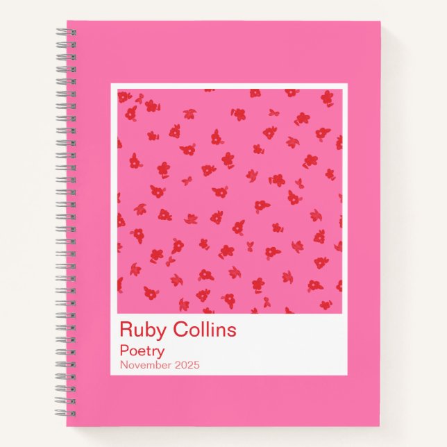 Cuaderno Pink and Red Floral Aesthetic Notebook (Anverso)
