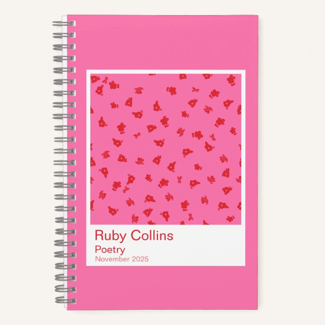 Cuaderno Pink and Red Floral Aesthetic Notebook (Anverso)