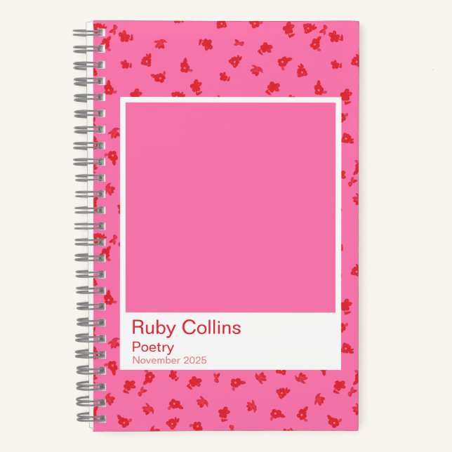 Cuaderno Pink and Red Floral Aesthetic Notebook (Anverso)