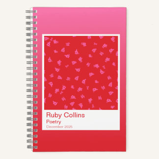 Cuaderno Pink and Red Gradient Floral Aesthetic Notebook