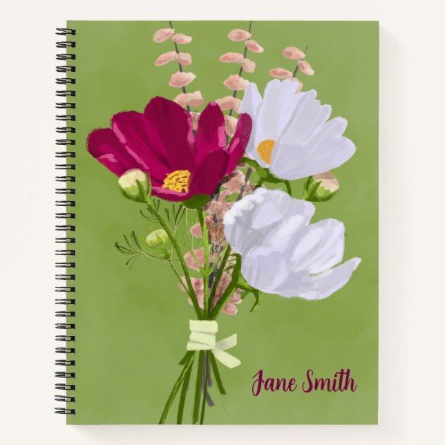 Cuaderno Pink and White Cosmos Bouquet Notebook  (Anverso)