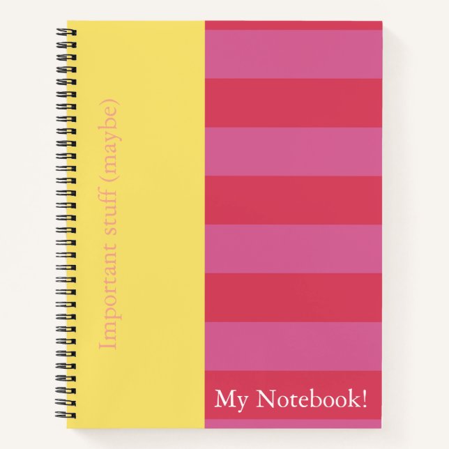 Cuaderno Pink and Yellow striped notebook cover design (Anverso)