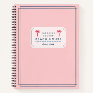 Cuaderno Pink Beach House Vacation Rental Guest Book