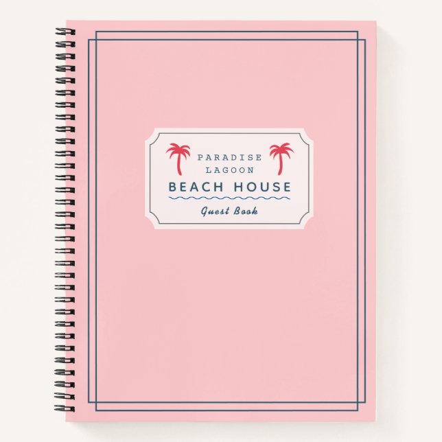 Cuaderno Pink Beach House Vacation Rental Guest Book (Anverso)
