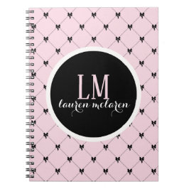 Cuaderno Pink & Black Bow Monogram Notebook