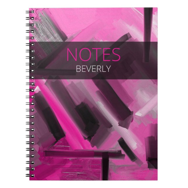 Cuaderno Pink & Black Contemporary Art & Typography (Frente)